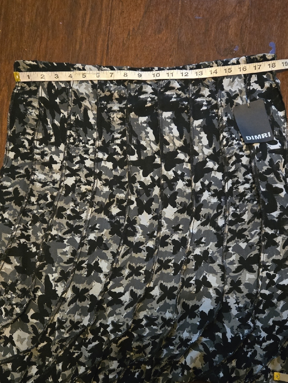 DIMRI Black Butterfly Pattern Lined Full Skirt with Flowy Ruffle Detail Size S - Picture 5 of 8